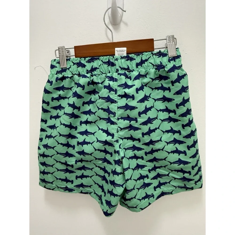 Original Penguin Boys Shark Print Swim Trunks‎ – Size 8 – Green Blue – Lined